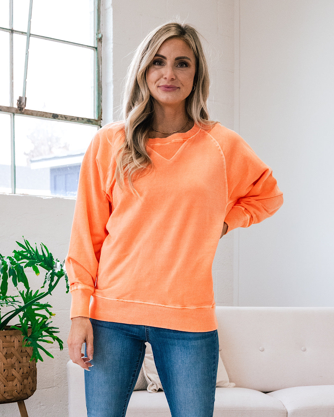 Girlfriend Crewneck Sweatshirt Light Orange