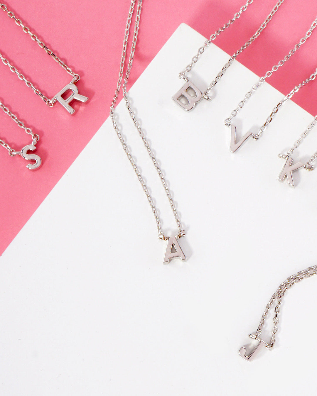 Dainty White Gold Initial Necklace Pick Your Initial