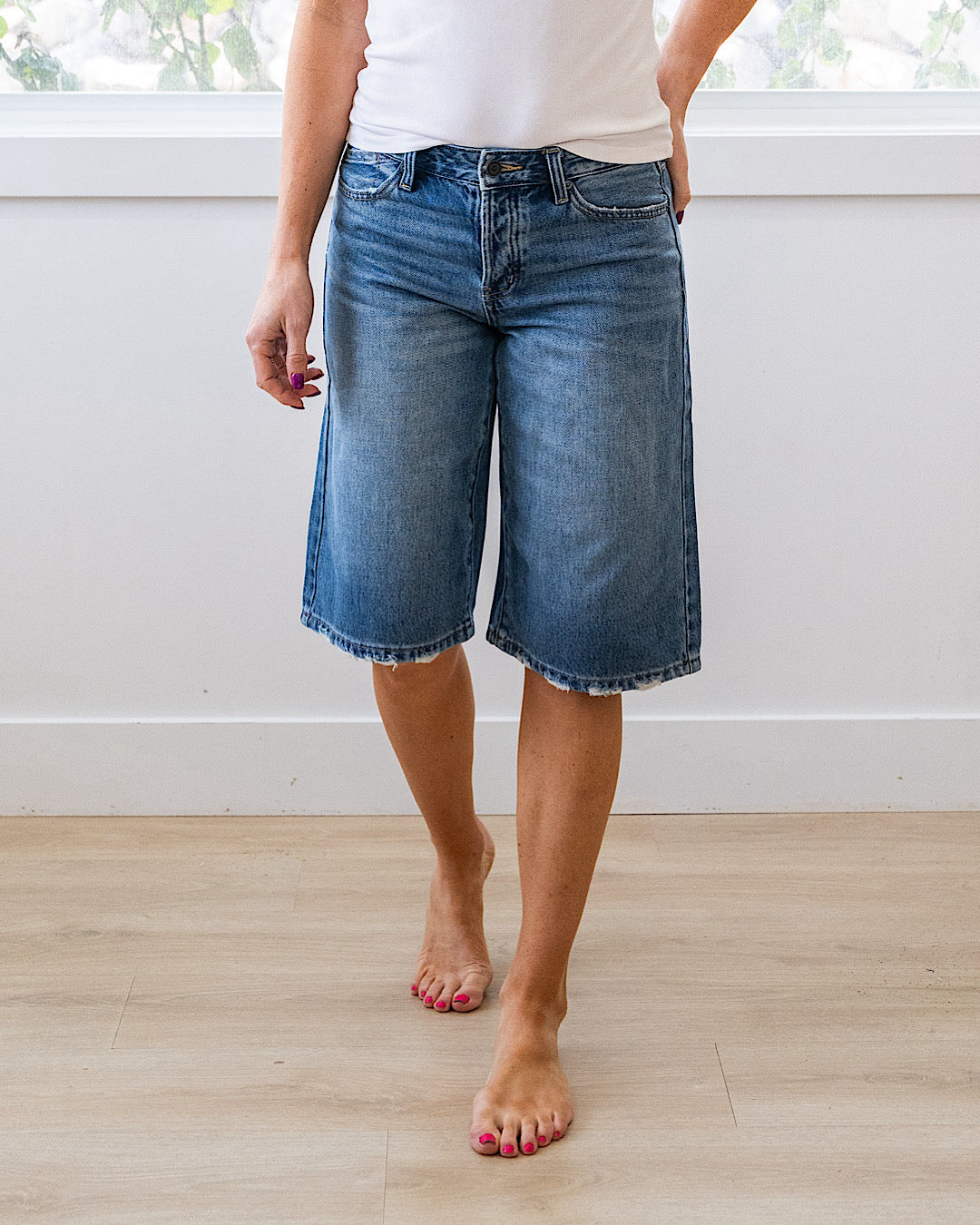 KanCan Penelope Slung Baggy Jean Shorts