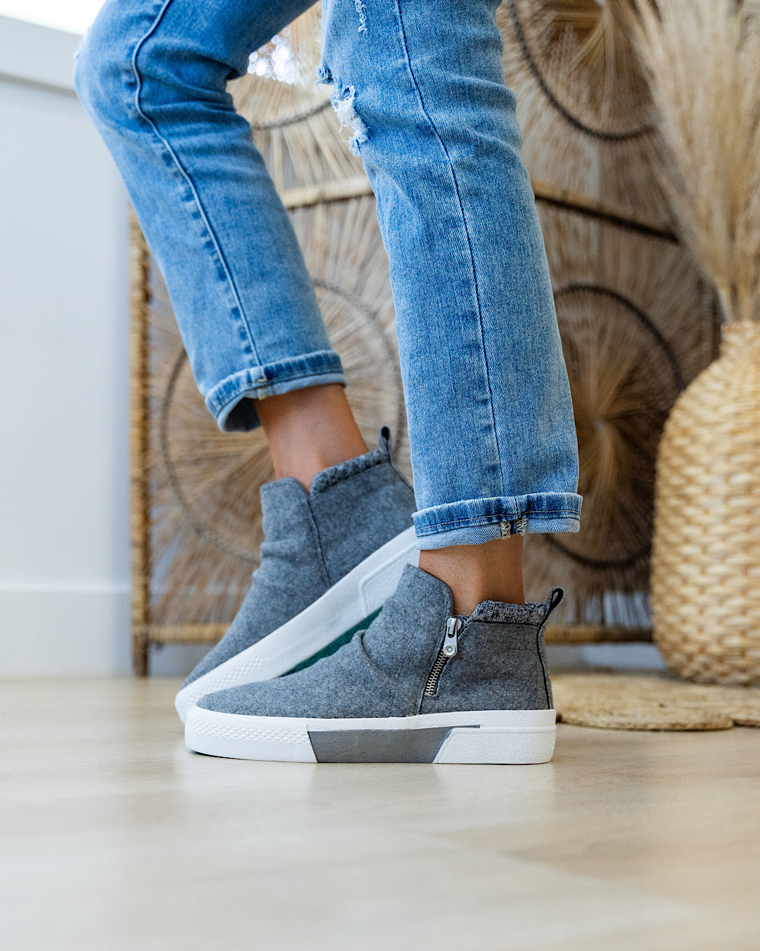 Blowfish Walkabout Flannel High Top Sneaker Boots Gray FINAL SALE