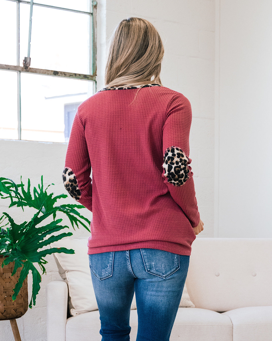 Rosie Mauve Waffle Knit with Leopard Top  Heimish   