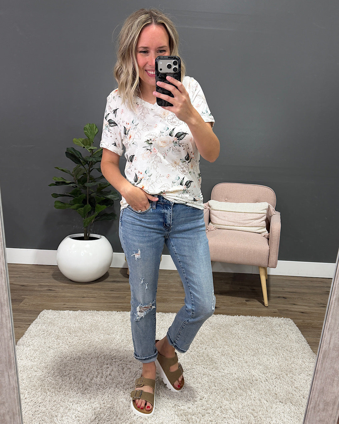 NEW! Sophie V Neck Top - Vintage Floral