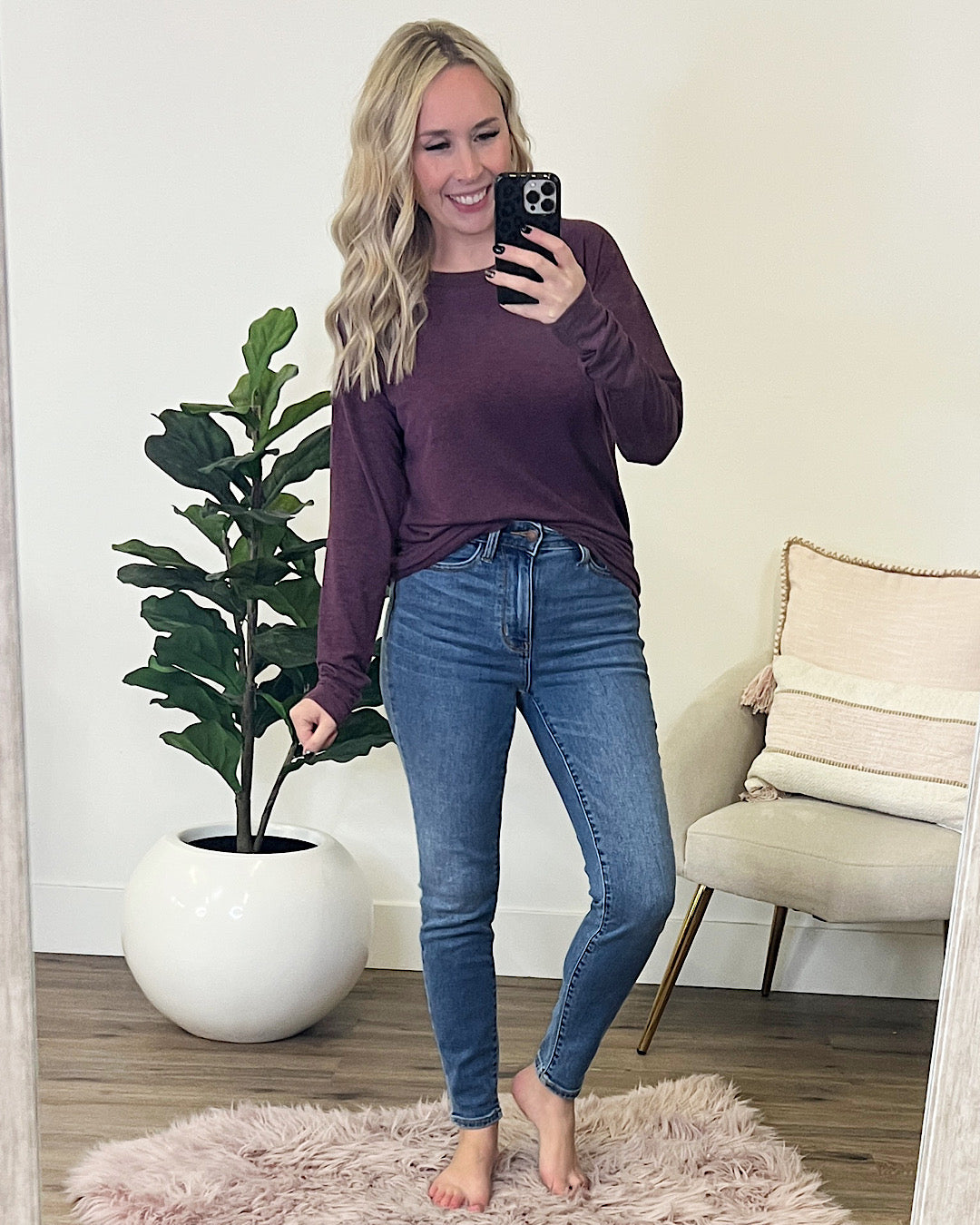 NEW! Little Too Late Long Sleeve Top - Plum  Staccato   