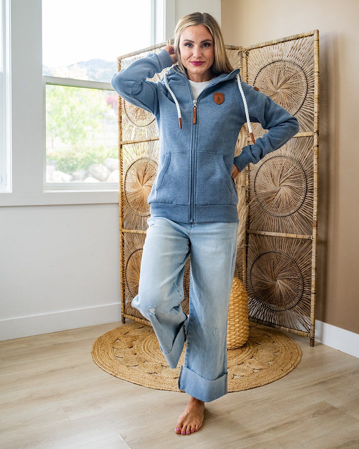 NEW! Wanakome Hera Full Zip Hoodie - Heather Blue Wanakome