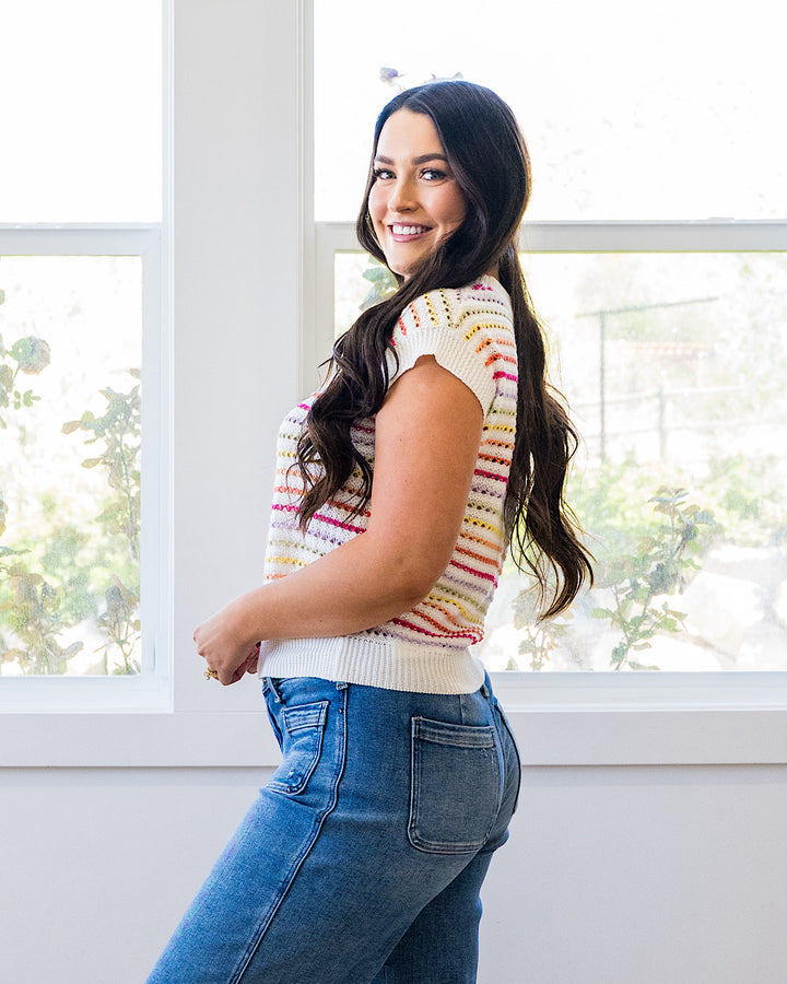 NEW! Brandi Crochet Knit Top - Ivory