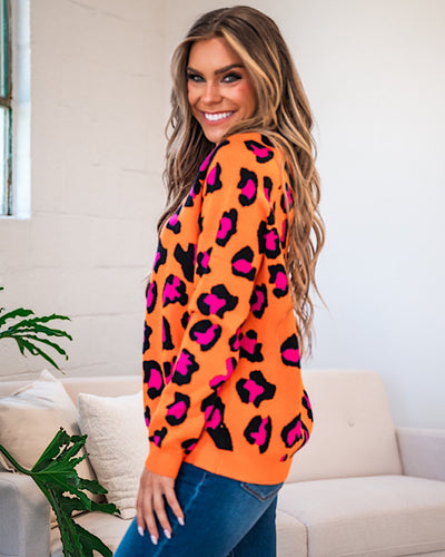 NEW! Wild For You Bright Leopard Sweater  Bibi   