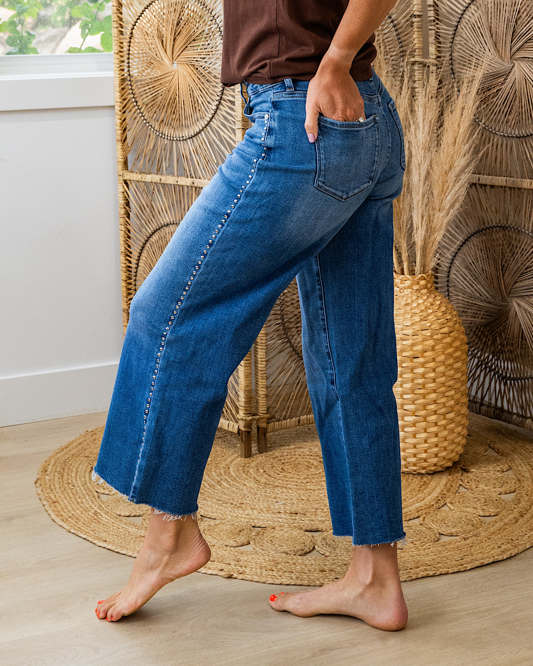 KanCan Raelynn Studded Wide Leg Jeans KanCan