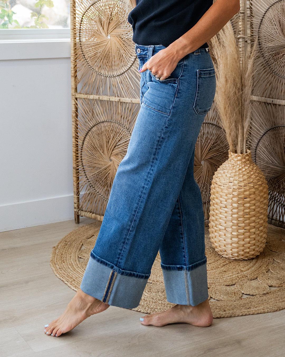 NEW! KanCan Risk Taker Rolled Hem Wide Leg Jeans KanCan