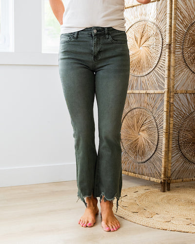 Vervet Deep Forest Crop Flare Jeans  Vervet   