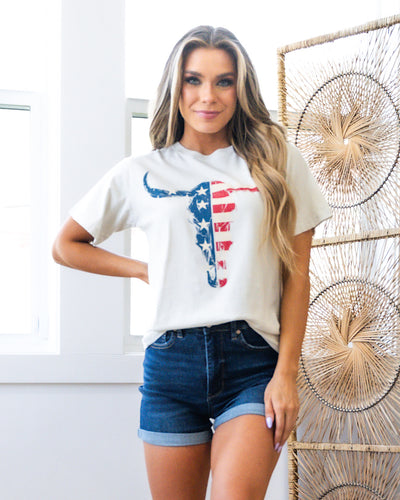 NEW! Americana Longhorn Tee - Bone  Zutter   