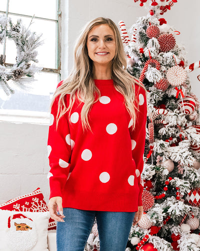 NEW! Christmas Cheer Red with White Polka Dot Sweater  First Love   