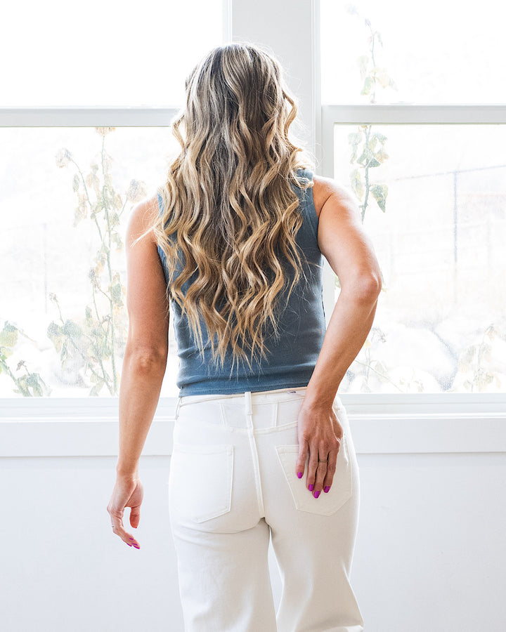 NEW! Alayna Button Down Tank Top - Slate Blue