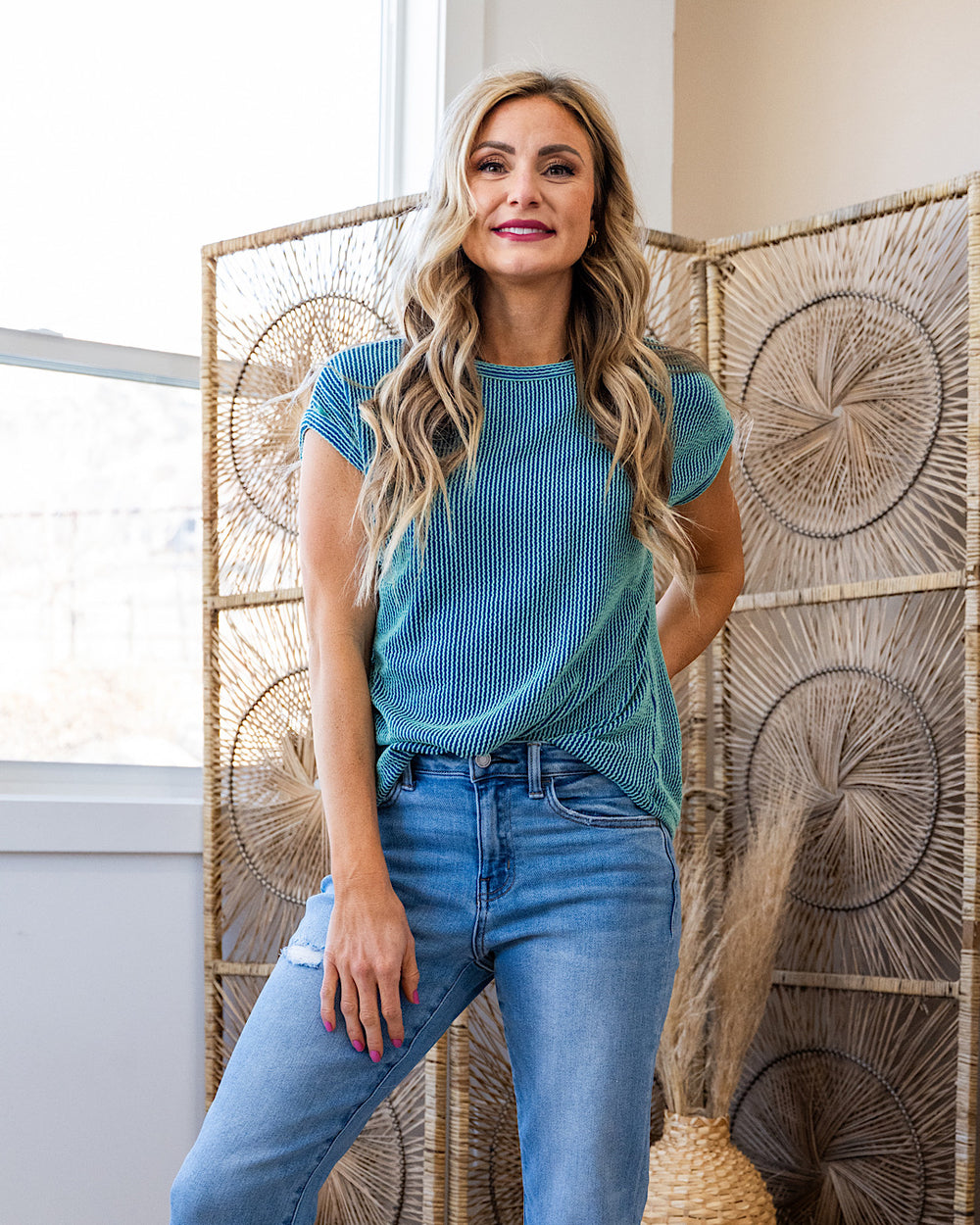 Cecilia Corded Cap Sleeve Top - Color Options Available! 7th Ray Turquoise