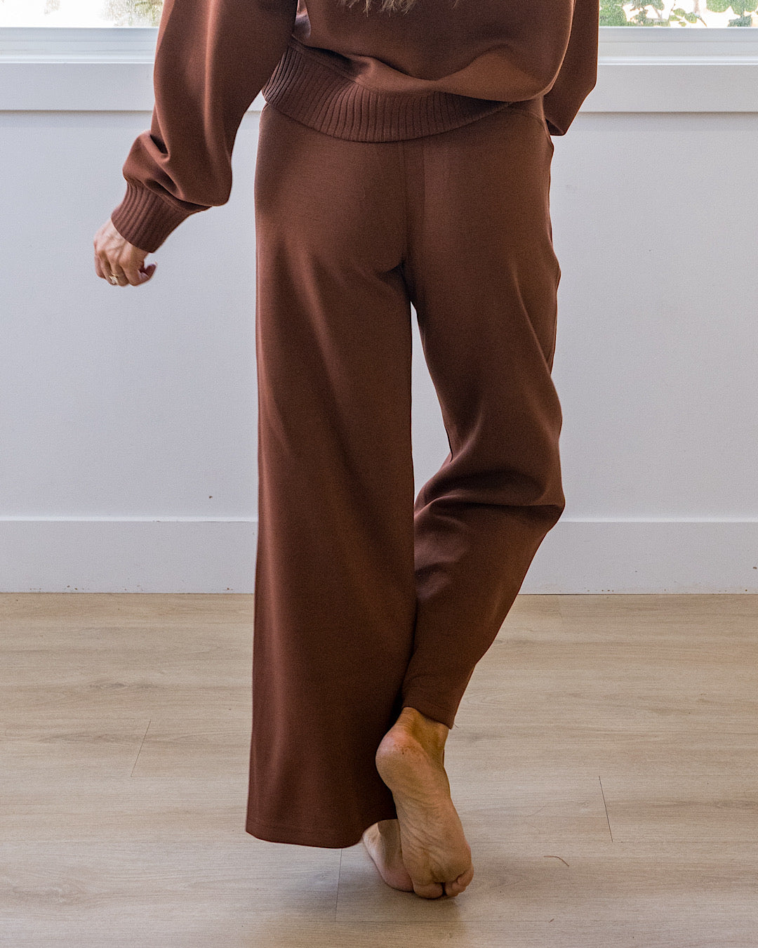 NEW! Kendall Scuba Fabric Wide Leg Pants - Chestnut
