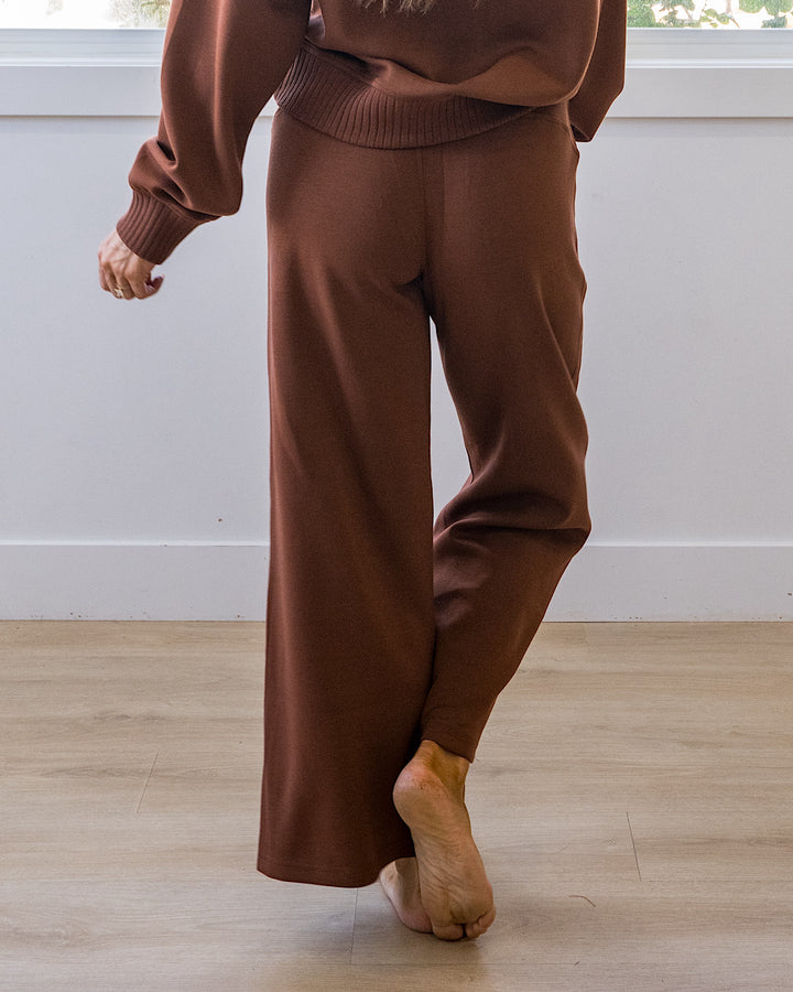 NEW! Kendall Scuba Fabric Wide Leg Pants - Chestnut
