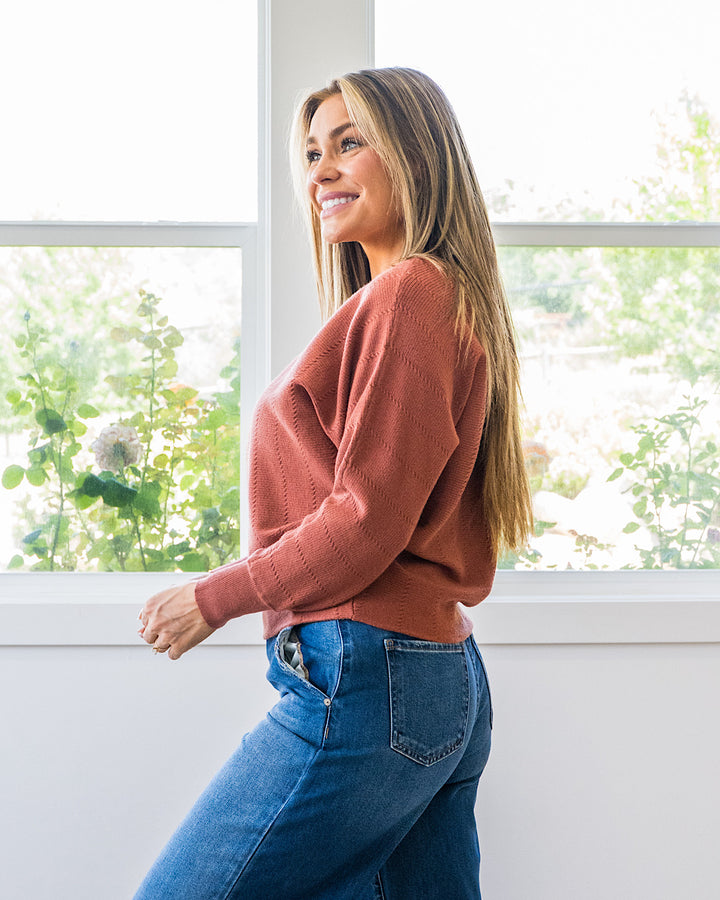 NEW! Adalyn Dolman Sleeve Textured Sweater - Copper