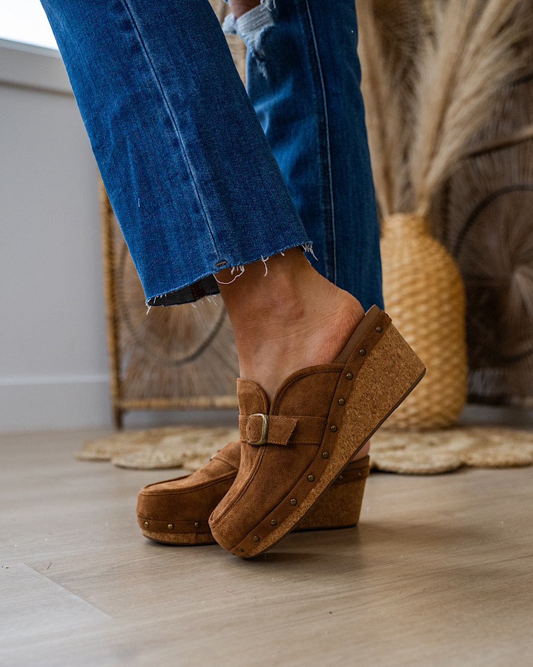 Corkys Just Precious Faux Suede Wedge Clogs - Tobacco Corkys Footwear