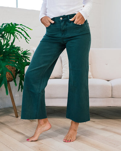 Vervet Skye Wide Leg Non Distressed Crop Jeans - Balsam  Vervet   