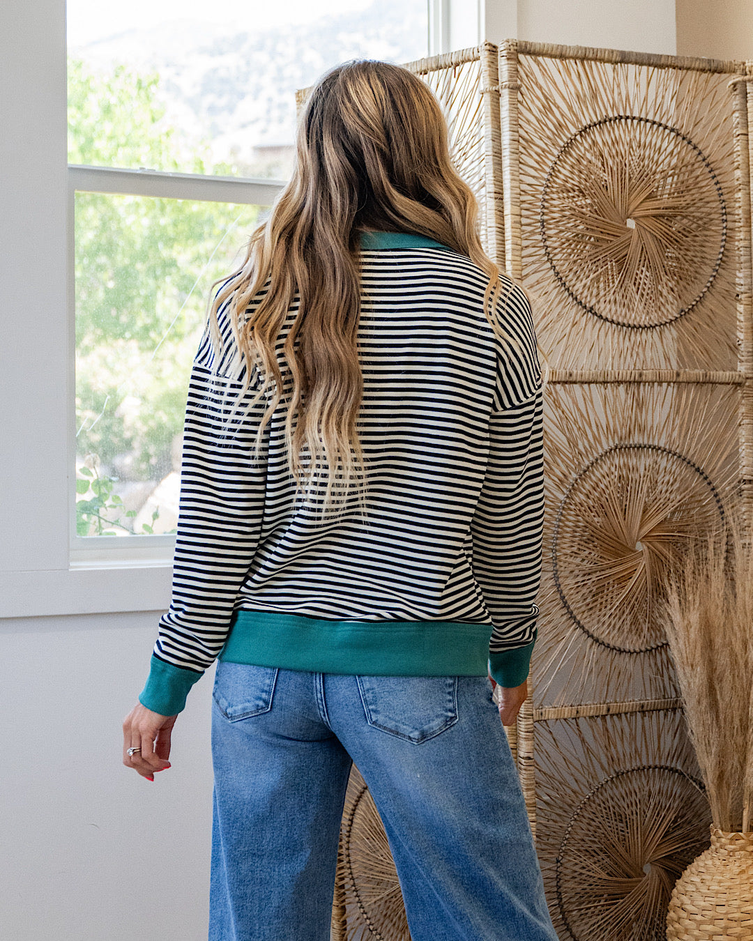 NEW! Kaylee Striped Top - Black & Ivory Staccato