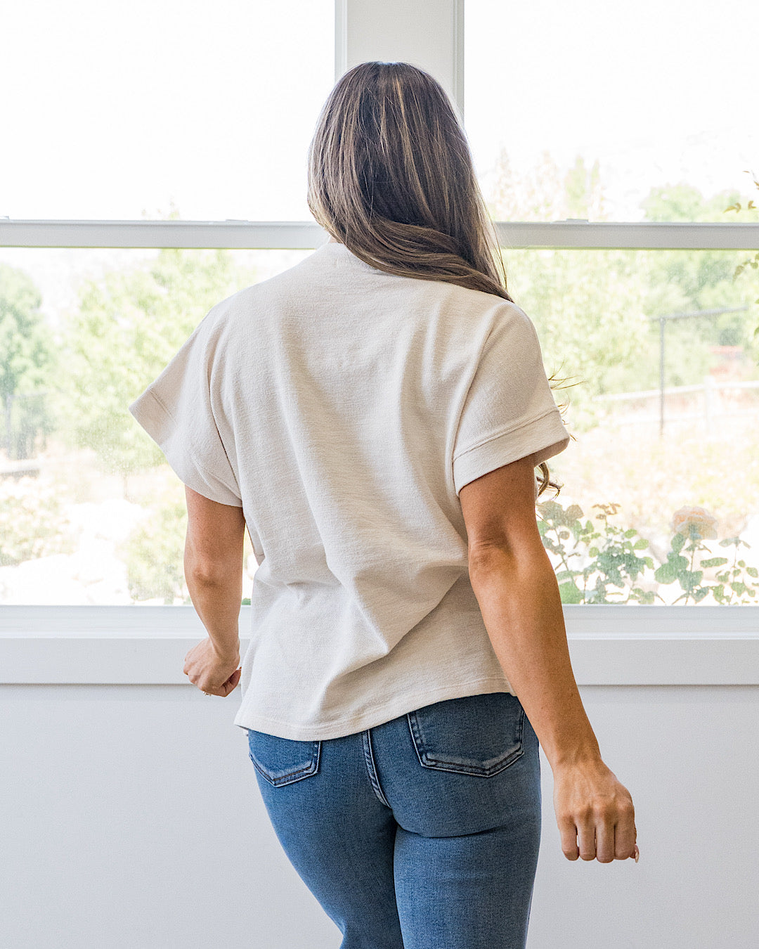 NEW! Charlotte Short Sleeve Pocket Top - Cream
