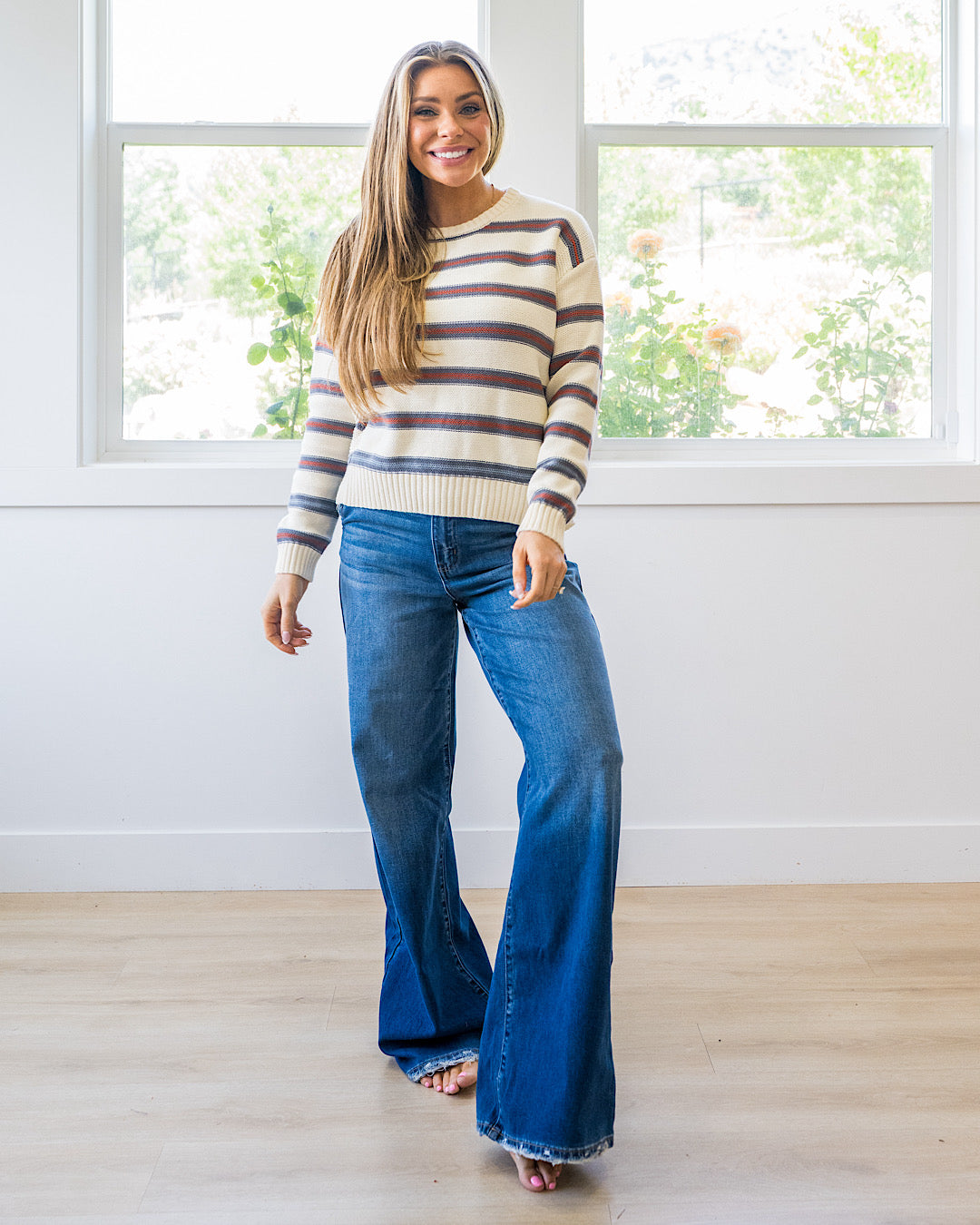 NEW! Jane Striped Sweater - Slate Blue