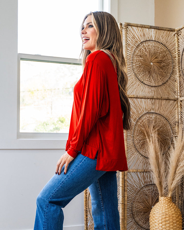 DOORBUSTER! Dolman Sleeve Top - Brick Sew In Love