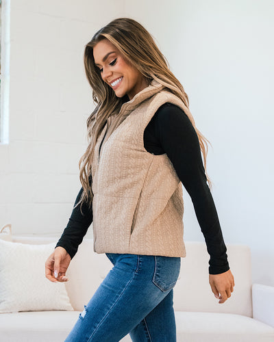 Grace Textured Knit Vest - Taupe  Staccato   