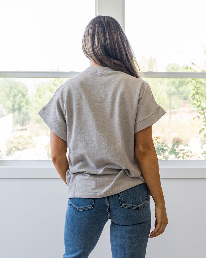 NEW! Charlotte Short Sleeve Pocket Top - Gray