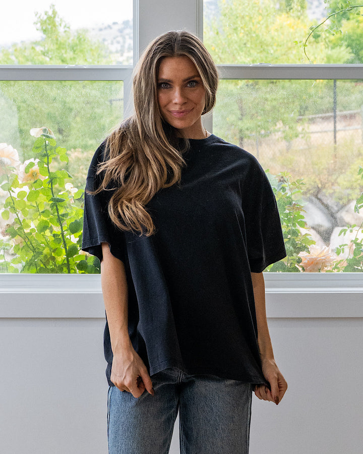 NEW! Oversized Mineral Wash Tee - Black Double Zero