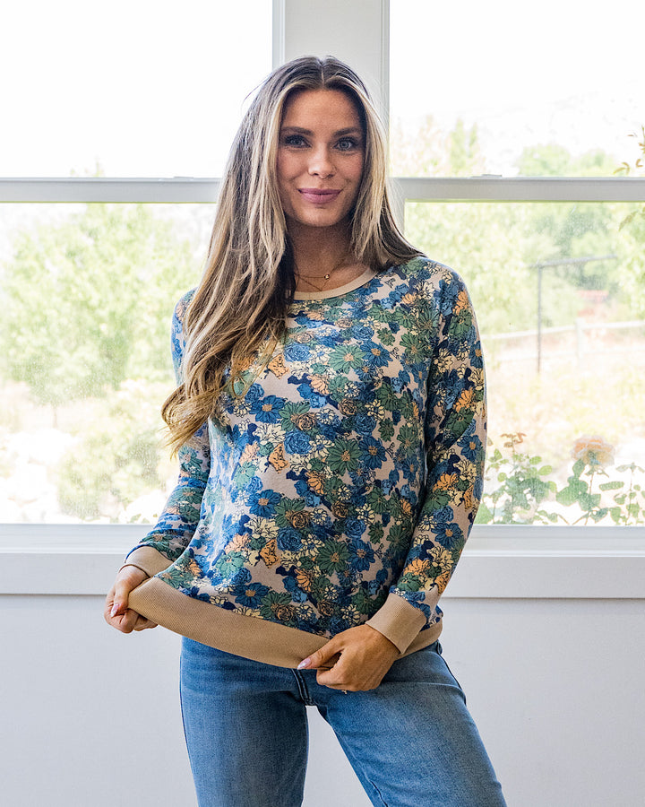 NEW! Bristol Floral Lightweight Sweater - Taupe