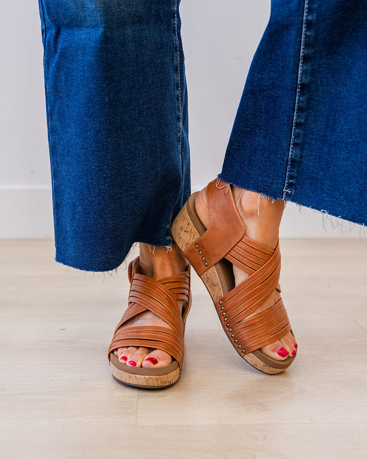 NEW! Corkys Good For You Wedge Sandals - Cognac Corkys Footwear