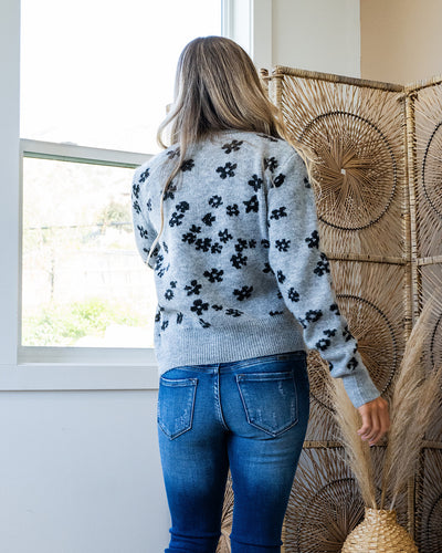 NEW! Tonya Cozy Flower Sweater - Heather Gray Be Cool