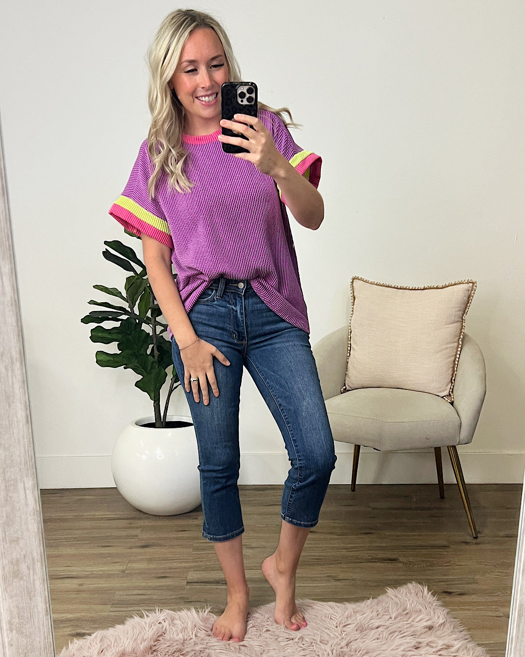 Ella Corded Color Block Top - Purple & Hot Pink FINAL SALE  Lovely Melody   