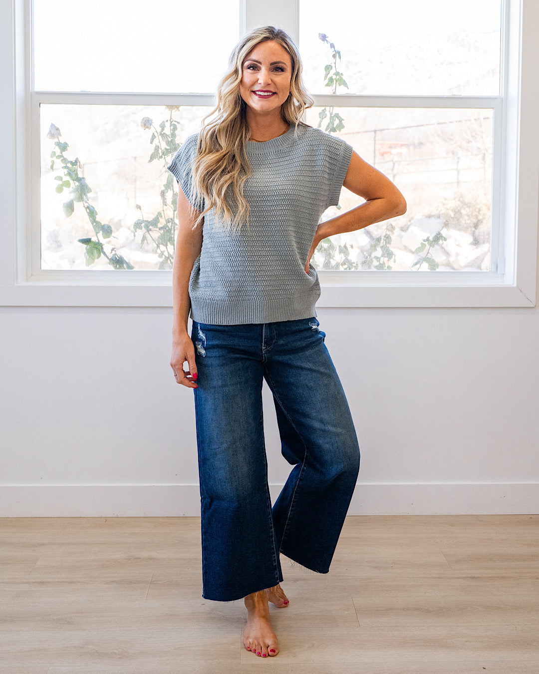 NEW! Blindsided Crochet Knit Top - Light Teal