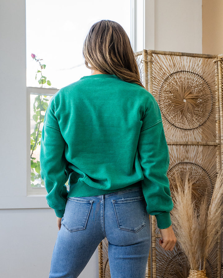 NEW! Boyfriend Crewneck Sweatshirt - Kelly Green Zenana