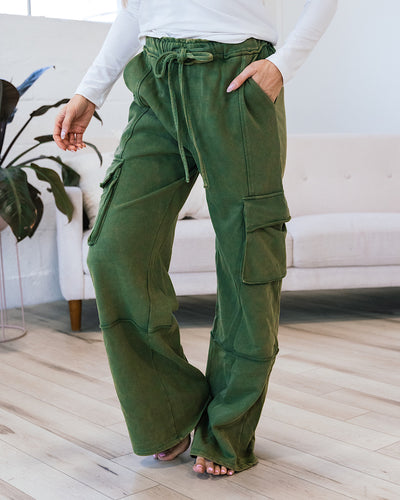 Nova Wide Leg Cargo Pants - Olive  Ces Femme   