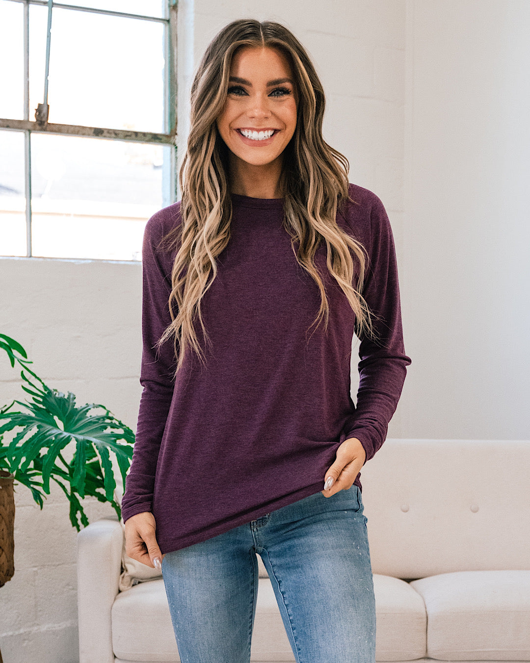 NEW! Little Too Late Long Sleeve Top - Plum  Staccato   
