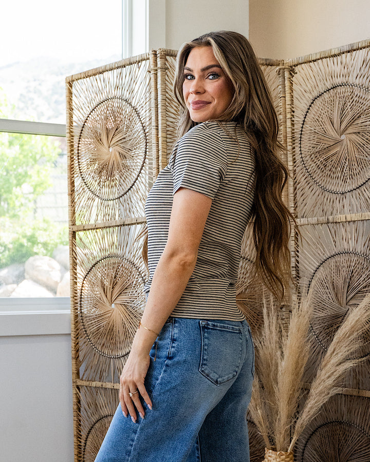 NEW! Beck Oatmeal and Black Striped Short Sleeve Top Wishlist