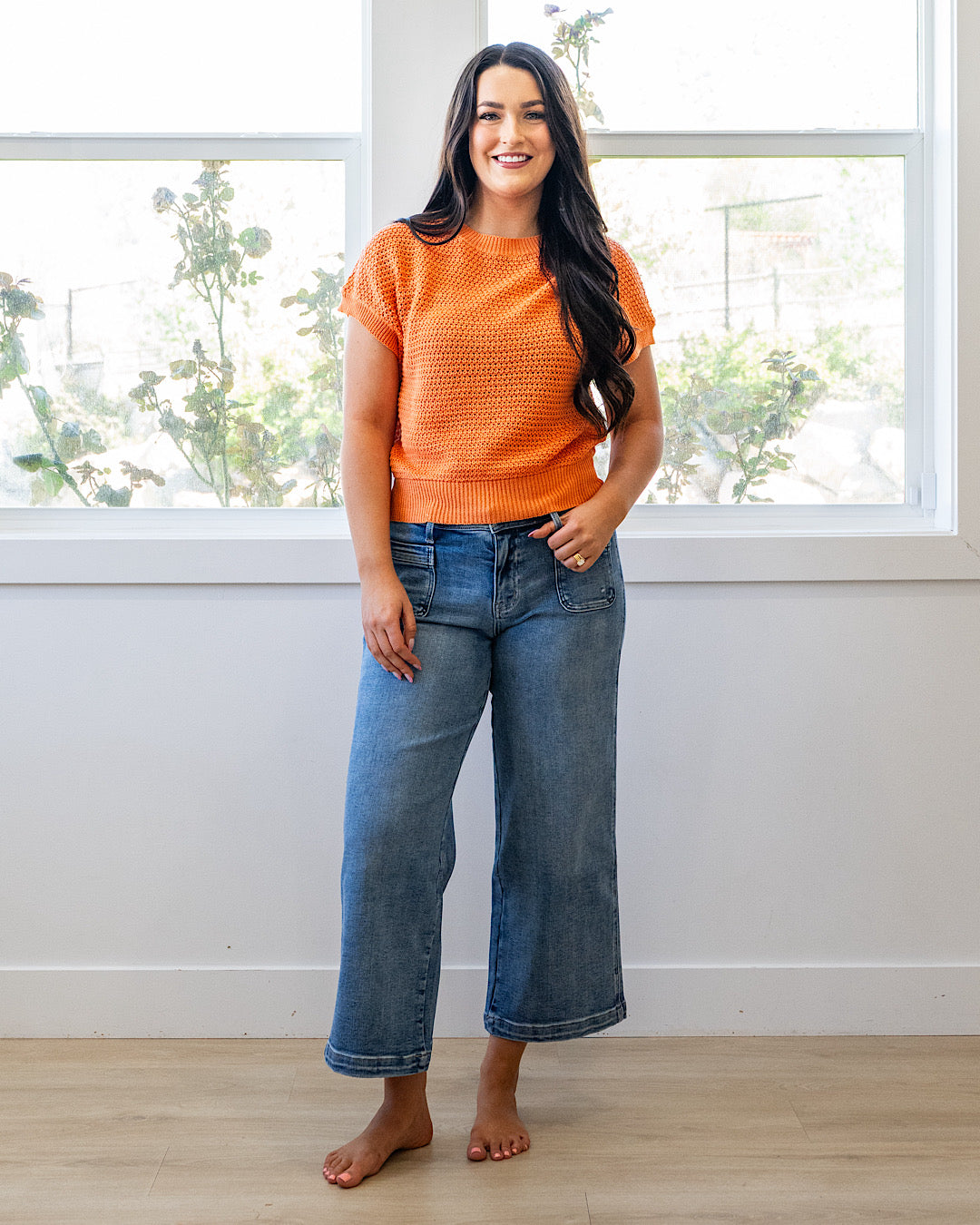 NEW! Nicole Crochet Knit Top - Orange