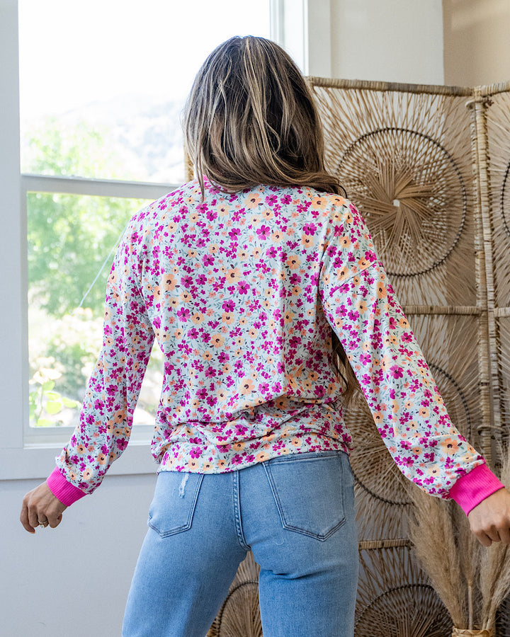 NEW! Clarissa Floral Knit Top - Mint & Fuchsia