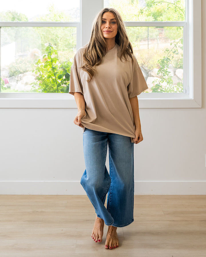 NEW! Oversized Mineral Wash Tee - Dark Taupe