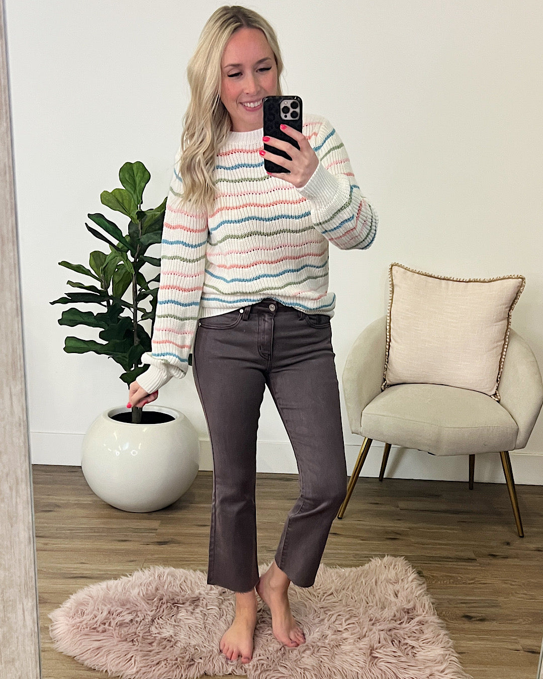 Can We Pink, Blue and Sage Stripe Sweater  Lovely Melody   