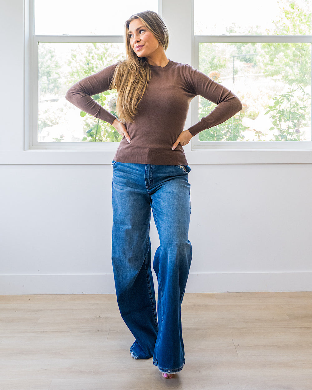 NEW! Eleanor Fine Knit Sweater - Chocolate Brown Be Cool