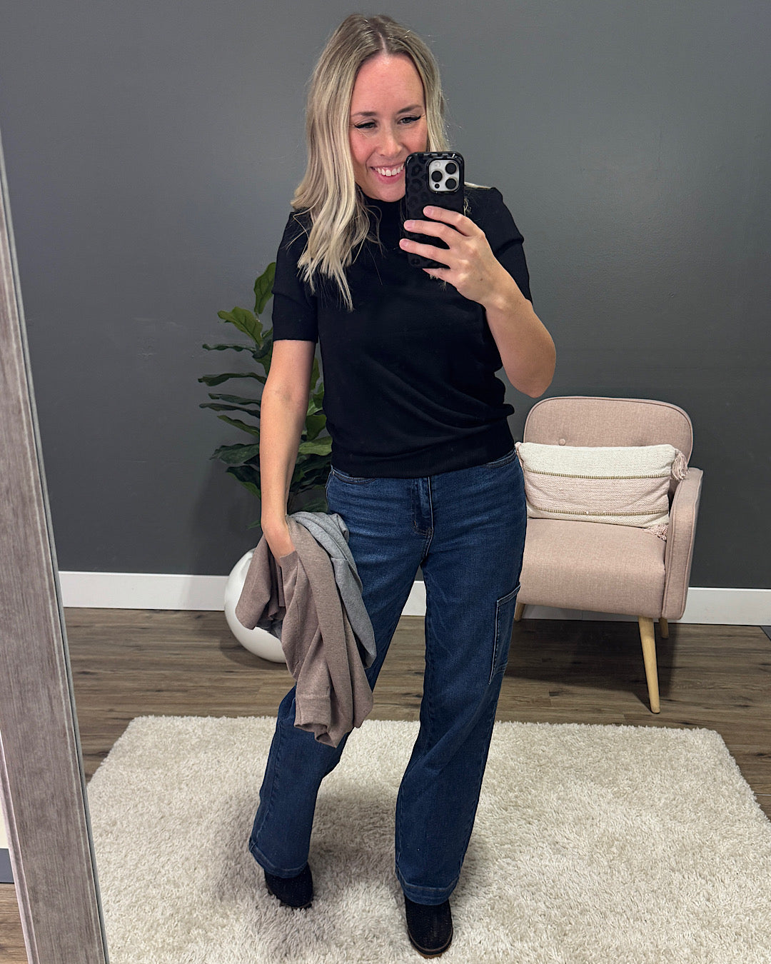 NEW! Kaya Mock Neck Knit Top - Black Be Cool