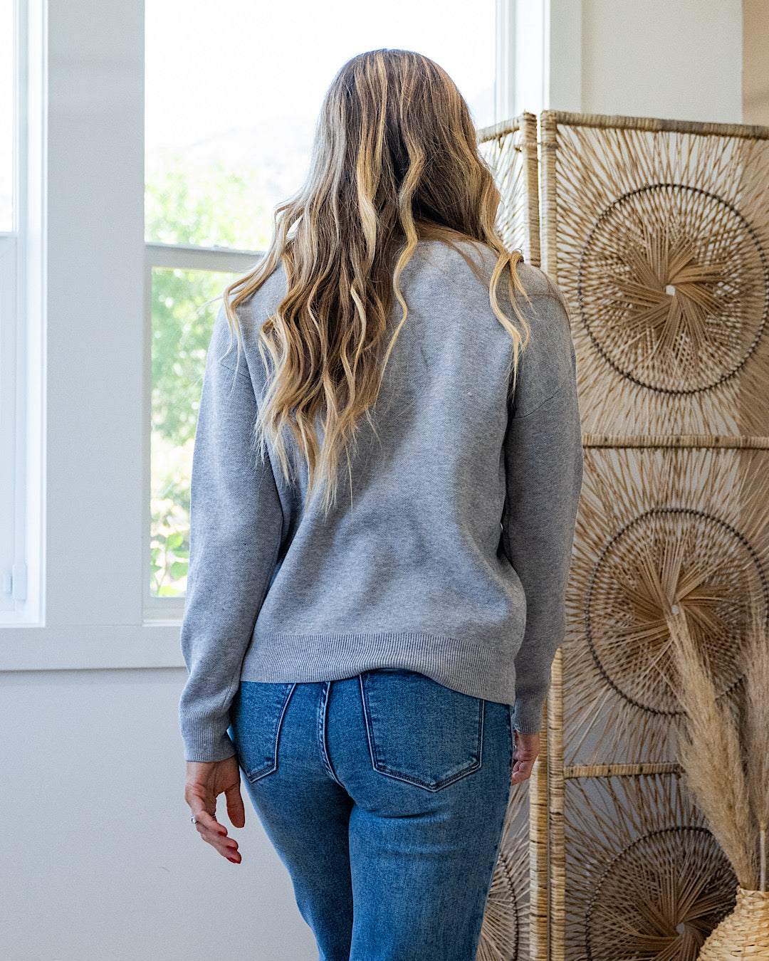 Brielle Drop Shoulder Knit Sweater - Heather Gray Be Cool