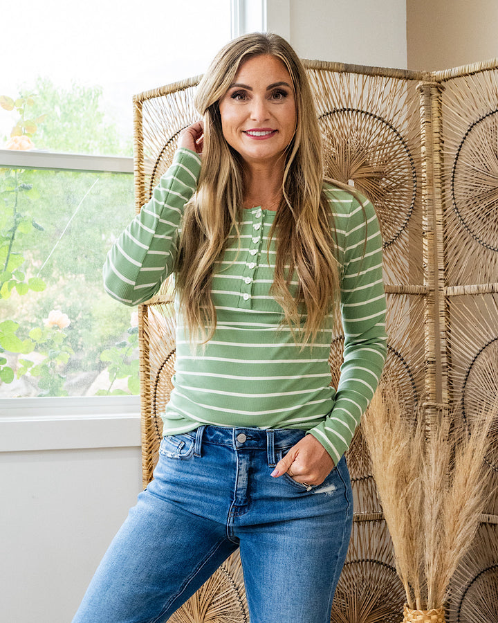 Celeste Striped Henley Top - Color Options Available!