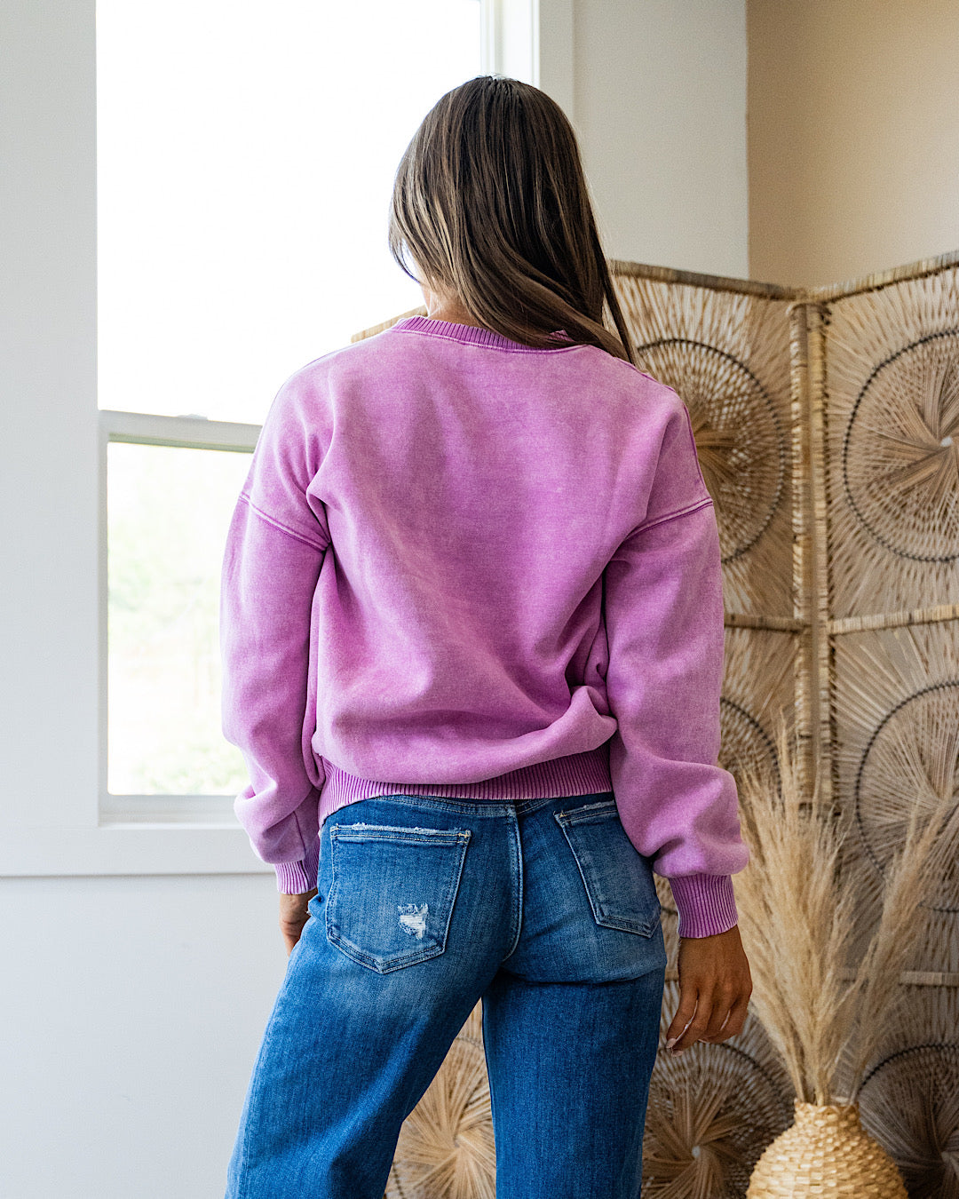 Boyfriend Crewneck Sweatshirt - Mauve  Zenana   