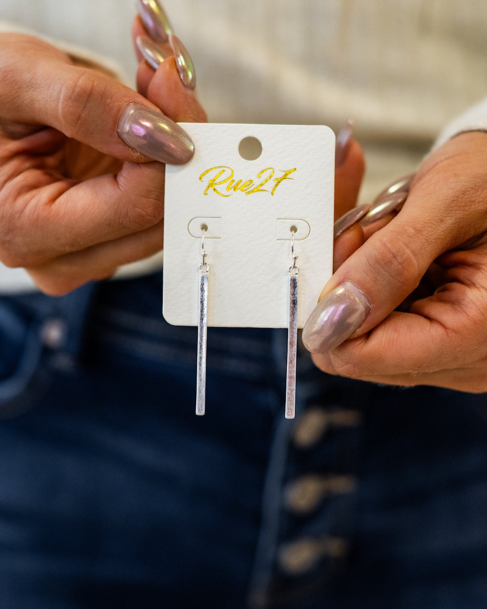 NEW! Silver Bar Earrings Trendy Wholesale