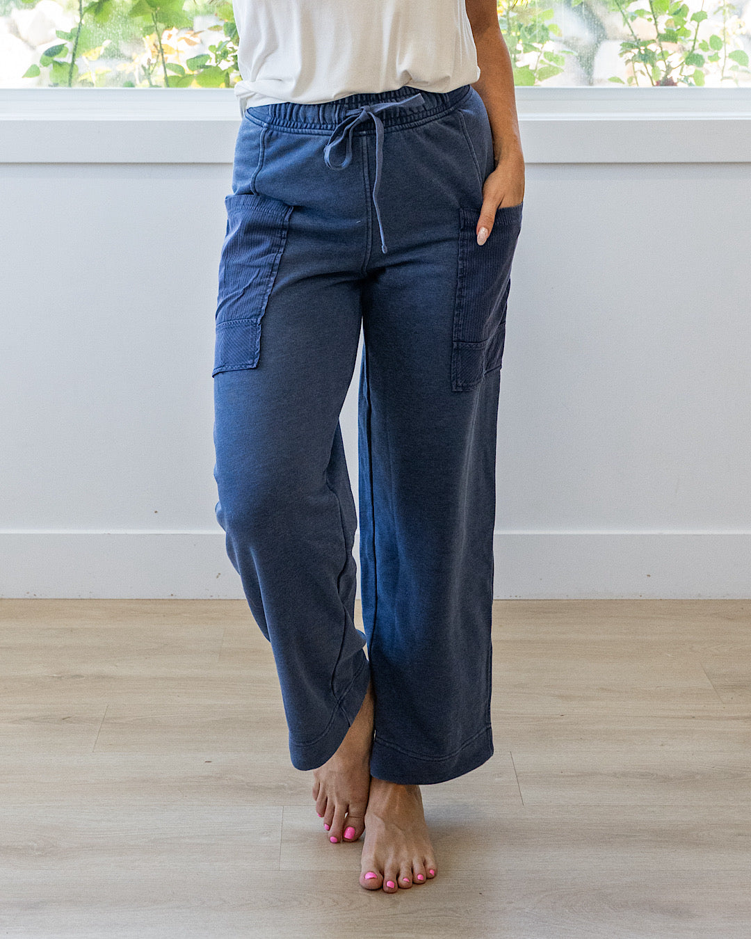 NEW! Rae Mode Terry Comfy Pants - Navy