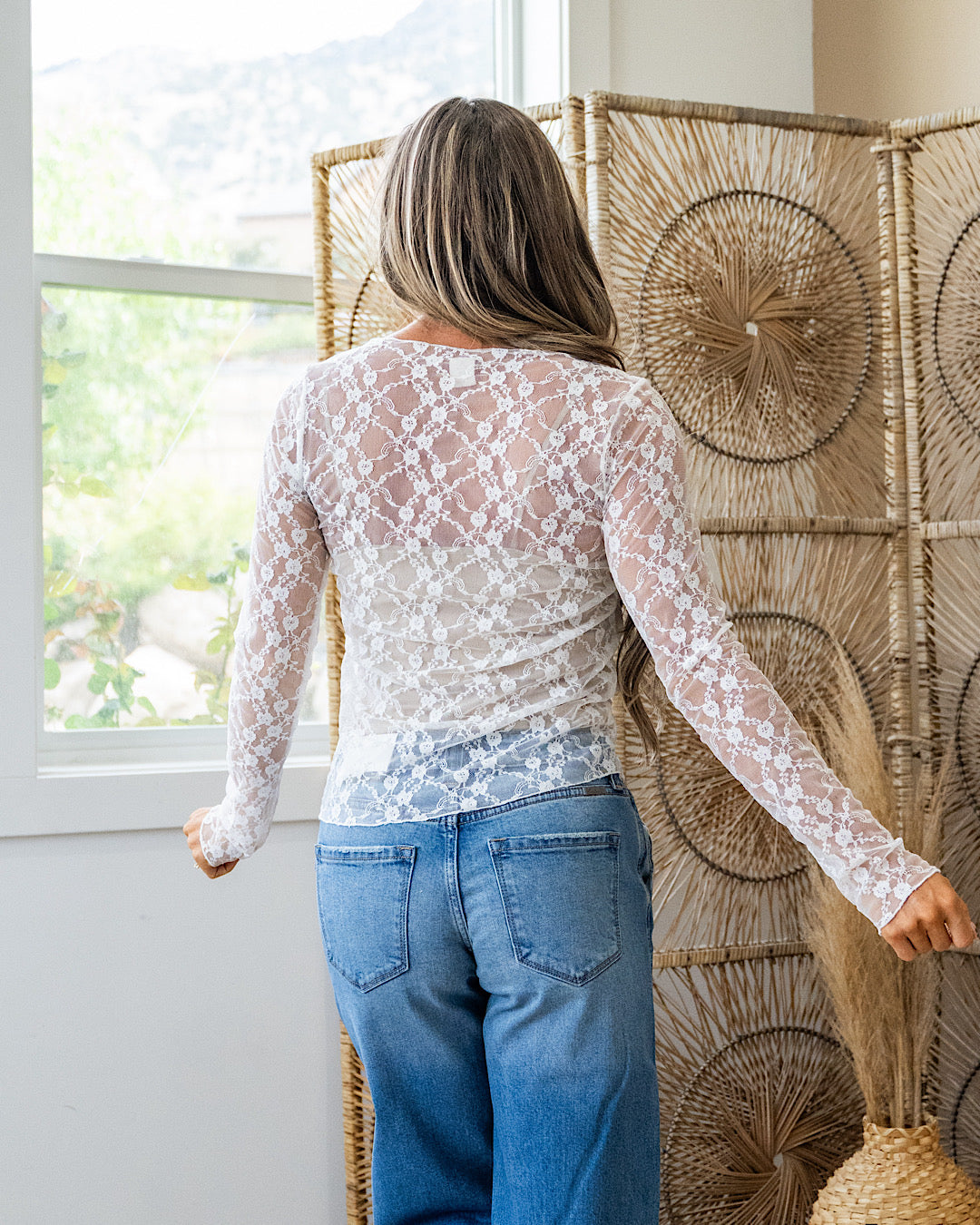 Cloud Nine Long Sleeve Floral Lace Top - Ivory FINAL SALE